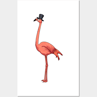 Flamingo with Hat Posters and Art